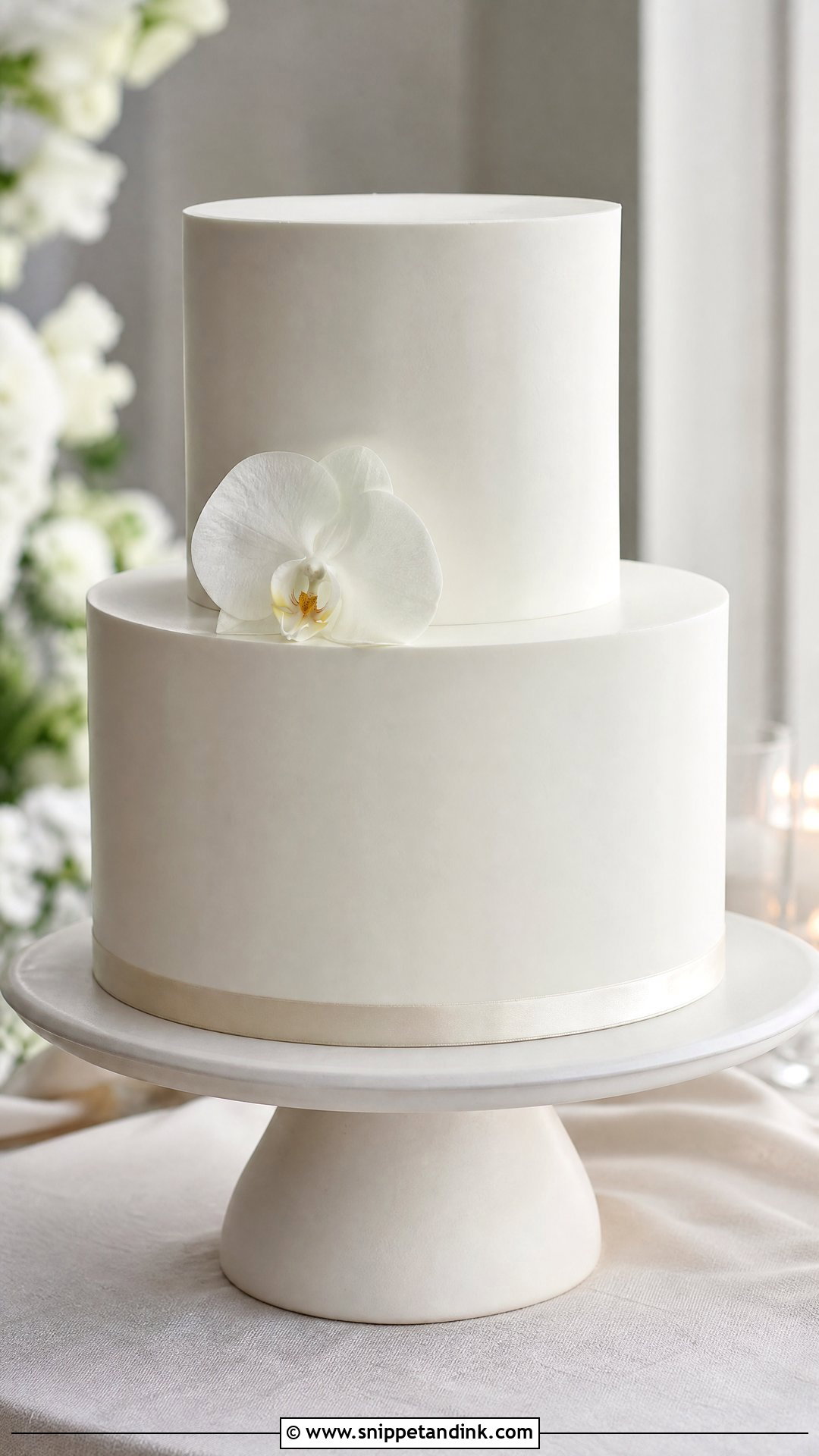 Minimalist White Wedding Cake - Snippet and Ink - 20 Wedding Cake Aesthetic