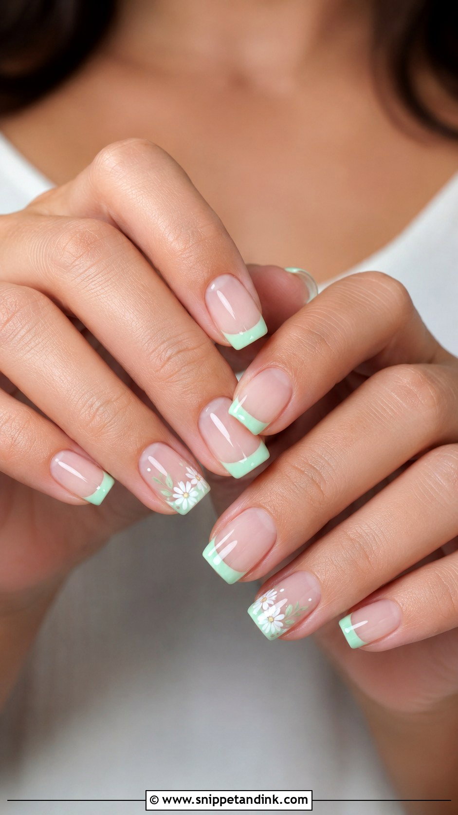 Mint Green French Nails - Snippet and Ink - 20 Spring Wedding Nails for Guest