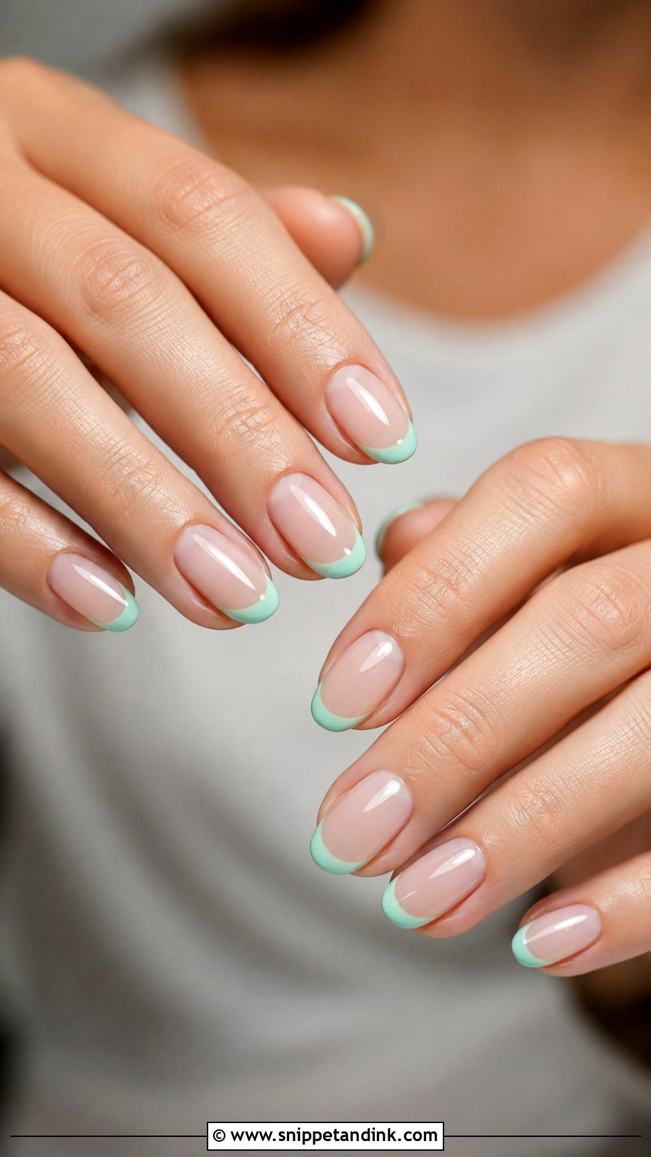Mint Green French Tip Nails - Snippet and Ink - 20 Summer Wedding Guest Nails
