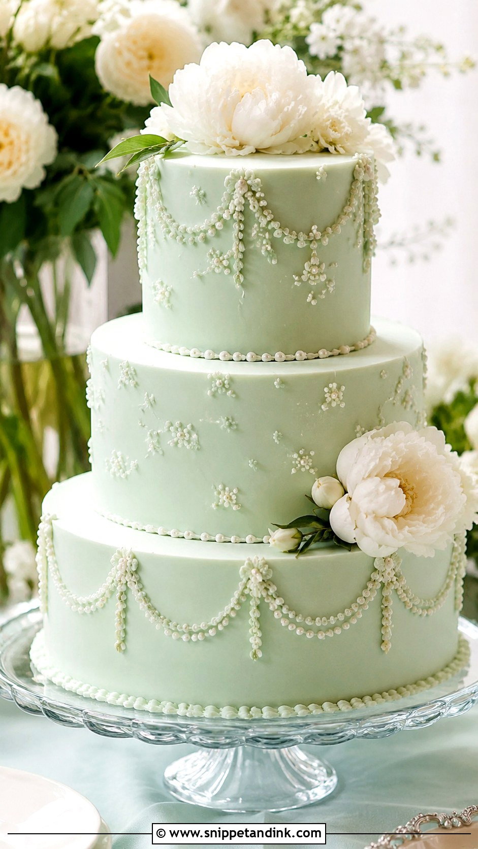 Mint Green Wedding Cake - Snippet and Ink - 20 Green Wedding Cake Ideas