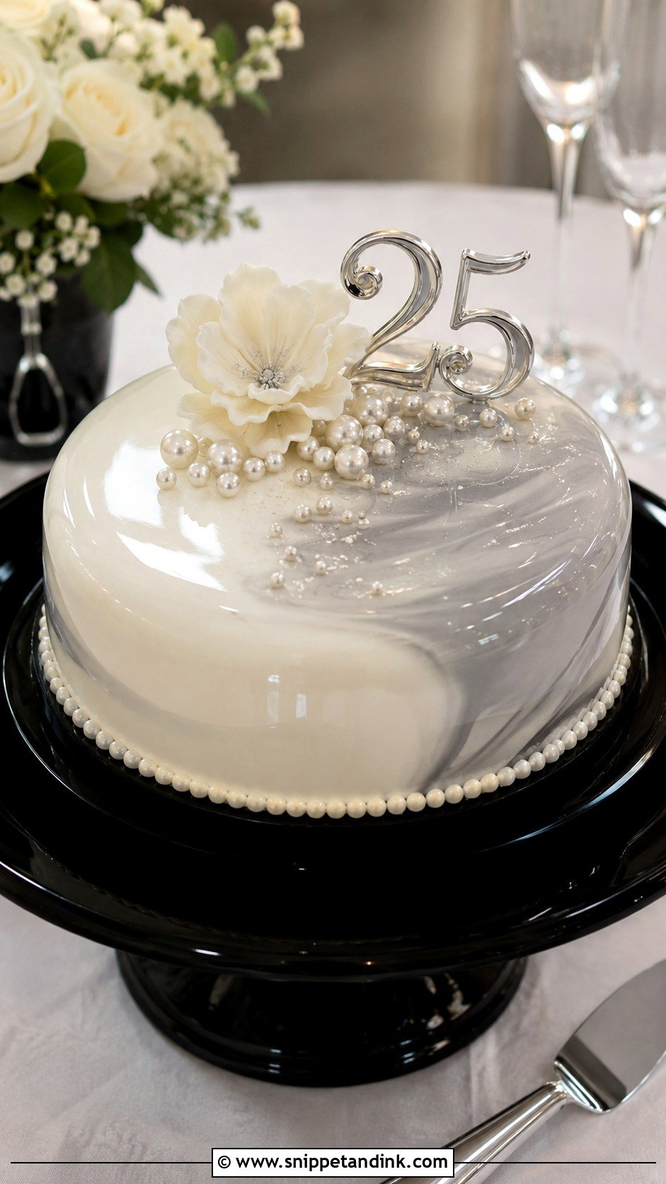 Mirror Glaze 25th Anniversary Cake - Snippet and Ink - 20 25th Anniversary Cake Design Ideas