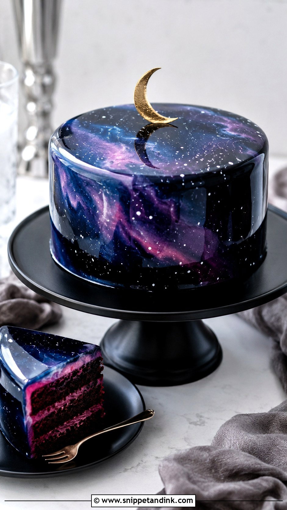 Mirror Glaze Galaxy Wedding Cake - Snippet and Ink - 20 Cosmos Cake Ideas for Wedding
