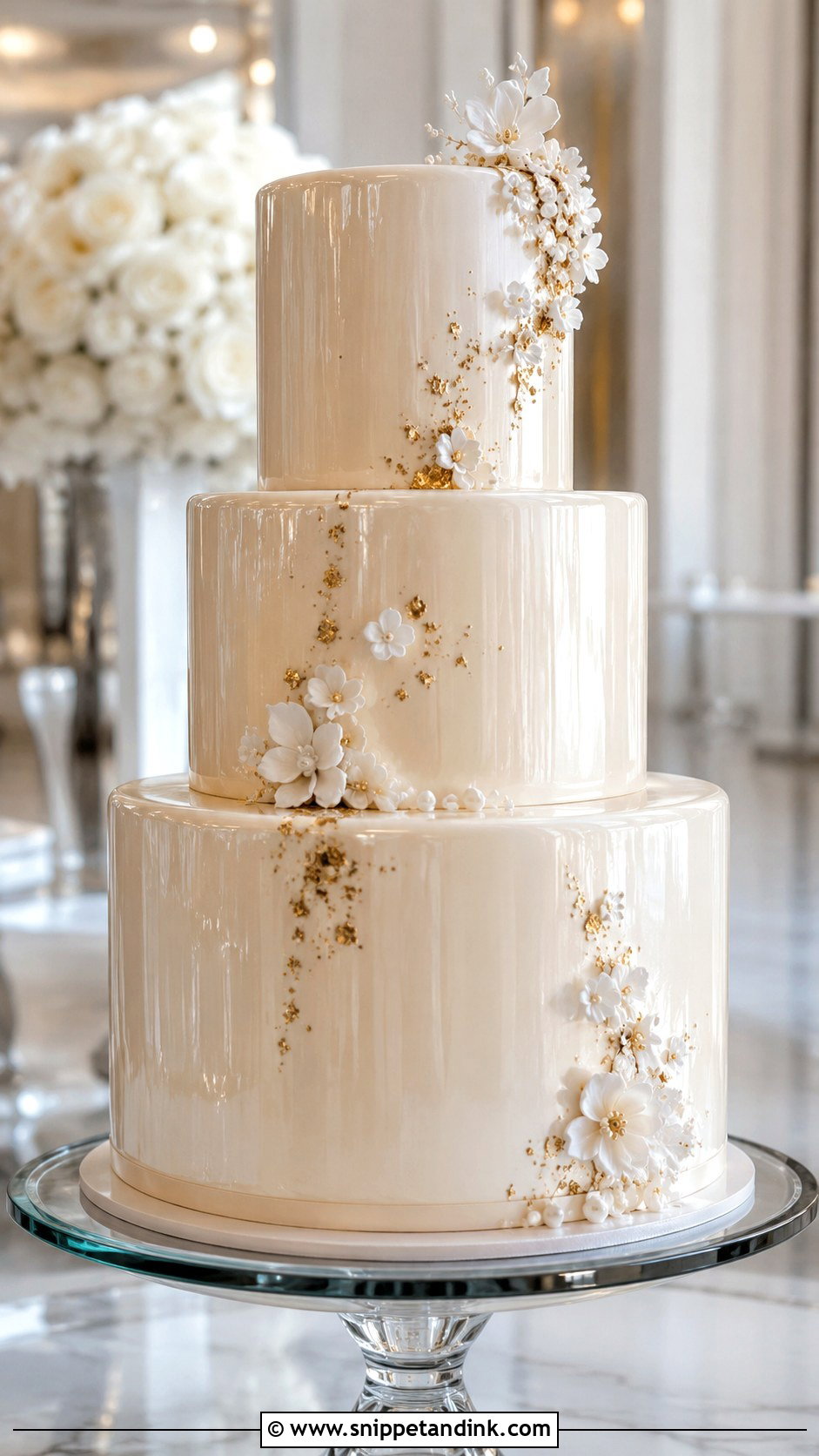 Mirror Glaze Wedding Cake - Snippet and Ink - 20 Glitz and Glam Cake Ideas for Wedding