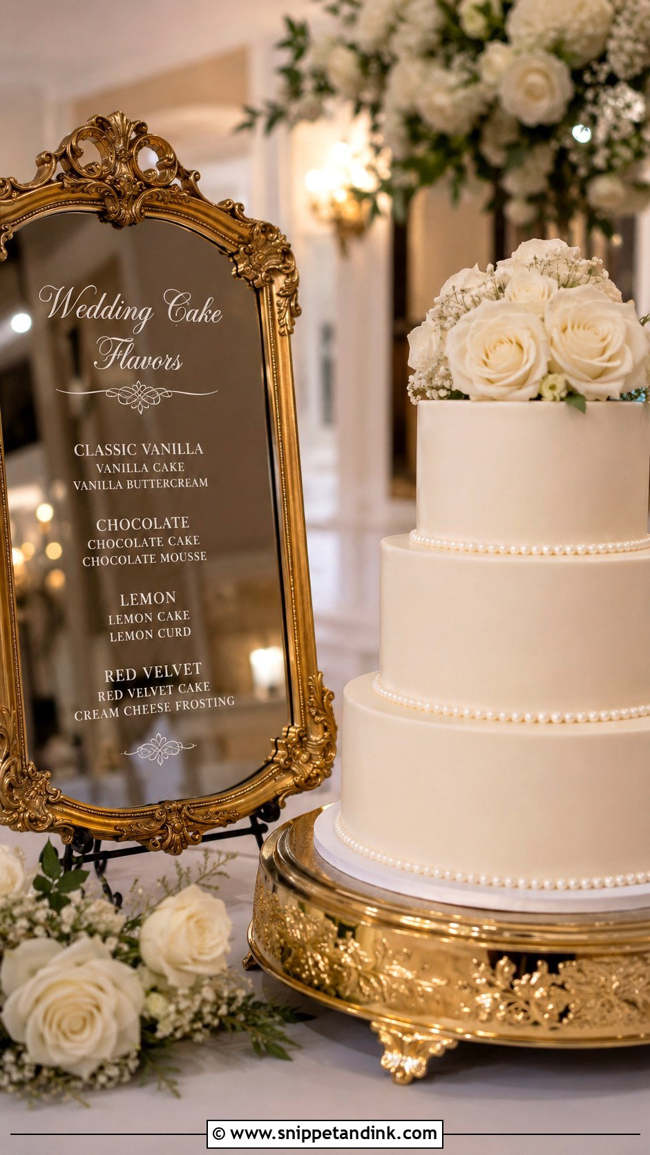 Mirror Wedding Cake Flavor Sign - Snippet and Ink - 20 Wedding Cake Flavour Sign Ideas