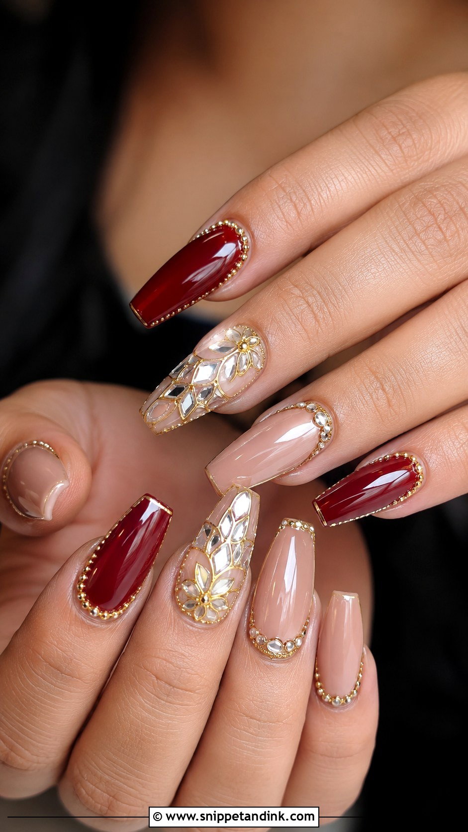 Mirror Work Indian Wedding Nails - Snippet and Ink - 20 Indian Wedding Nails Design