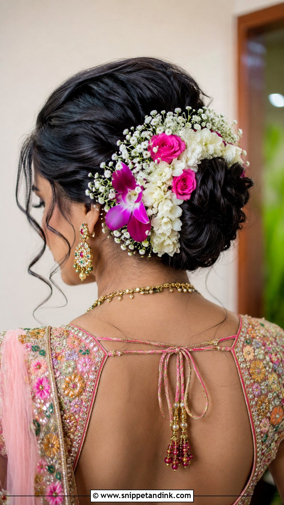 Mixed Floral Veni for Modern Brides - Snippet and Ink - 20 Flower Veni for Hair Indian Brides Ideas