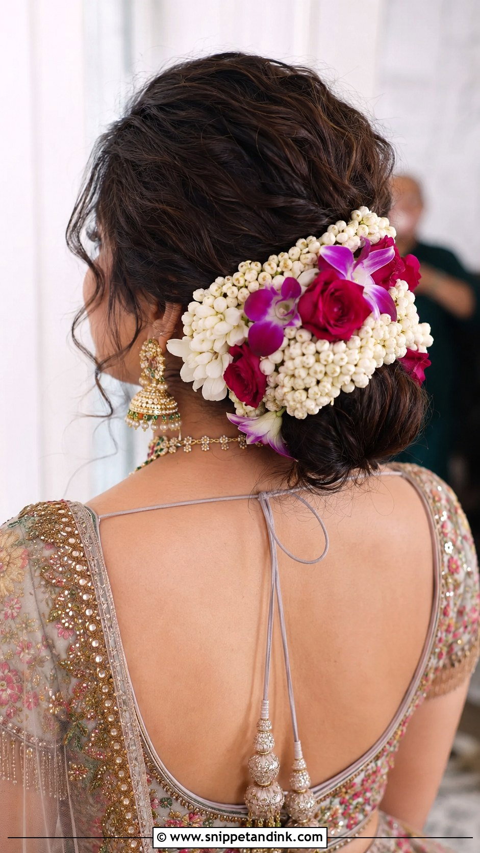 Mixed Flower Gajra for Bridal Bun - Snippet and Ink - 20 Indian Bridal Flowers for Hair