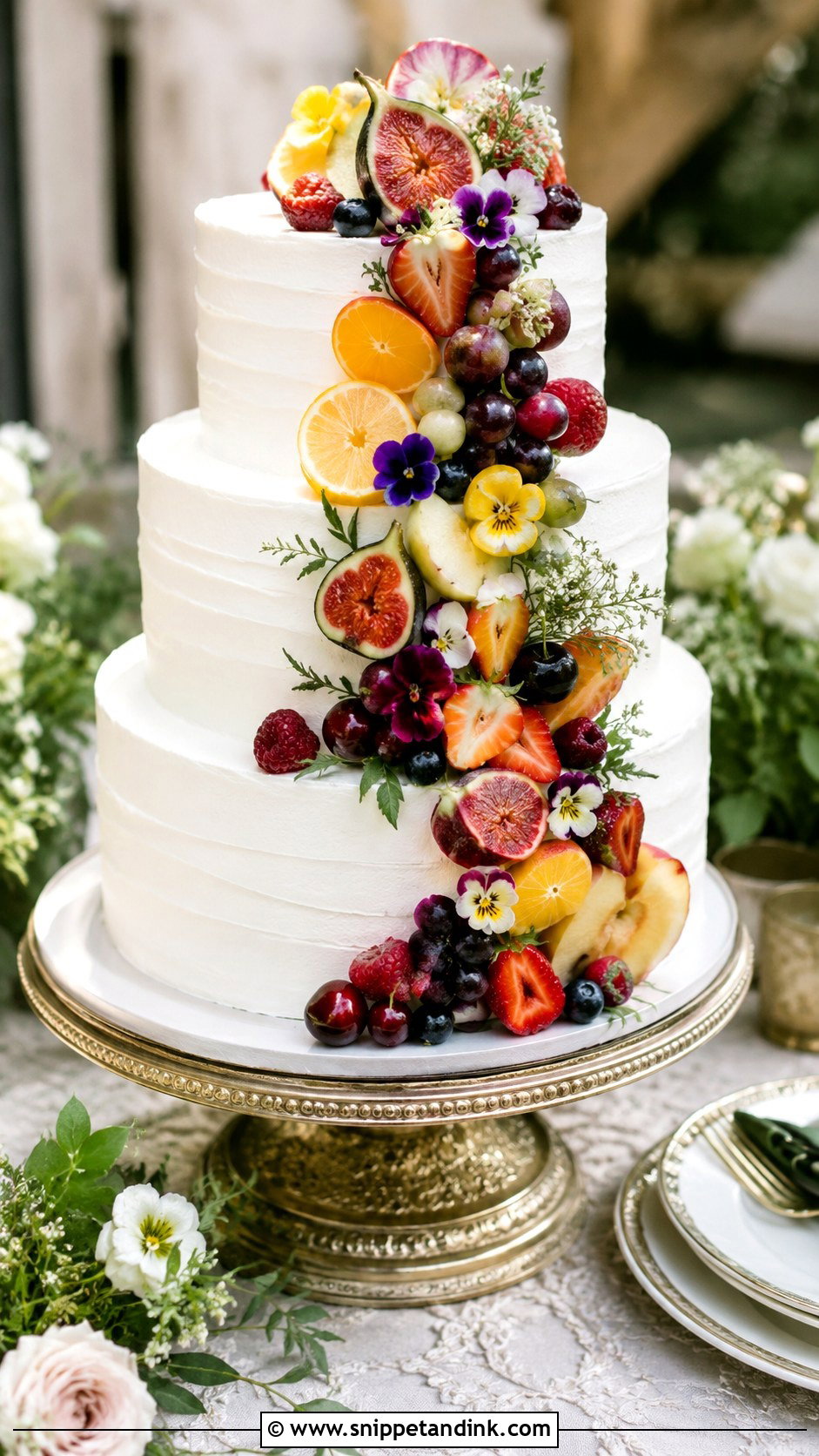 Mixed Fresh Fruit Wedding Cake - Snippet and Ink - 20 Fresh Fruit Wedding Cake Ideas