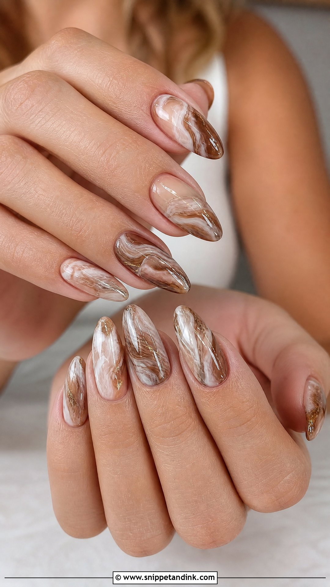Mocha Marble Fall Bridal Nails - Snippet and Ink - 25 Fall Bridal Nails