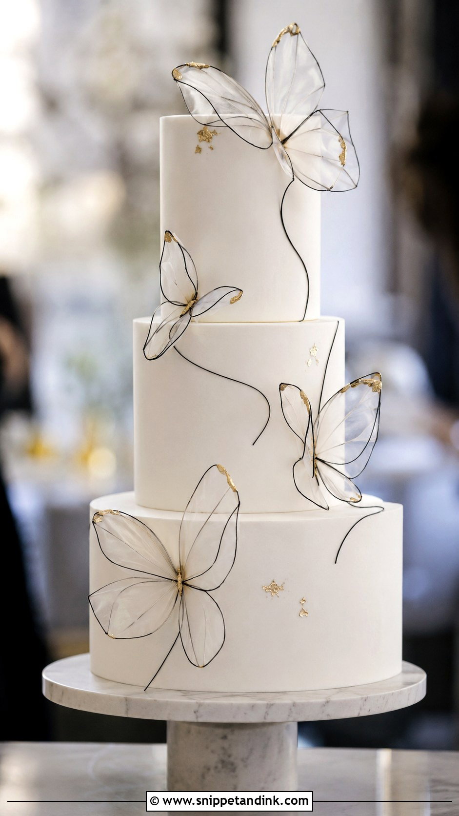 Modern 3 Tier Butterfly Wedding Cake - Snippet and Ink - 20 3 Tier Butterfly Cake Ideas for Wedding