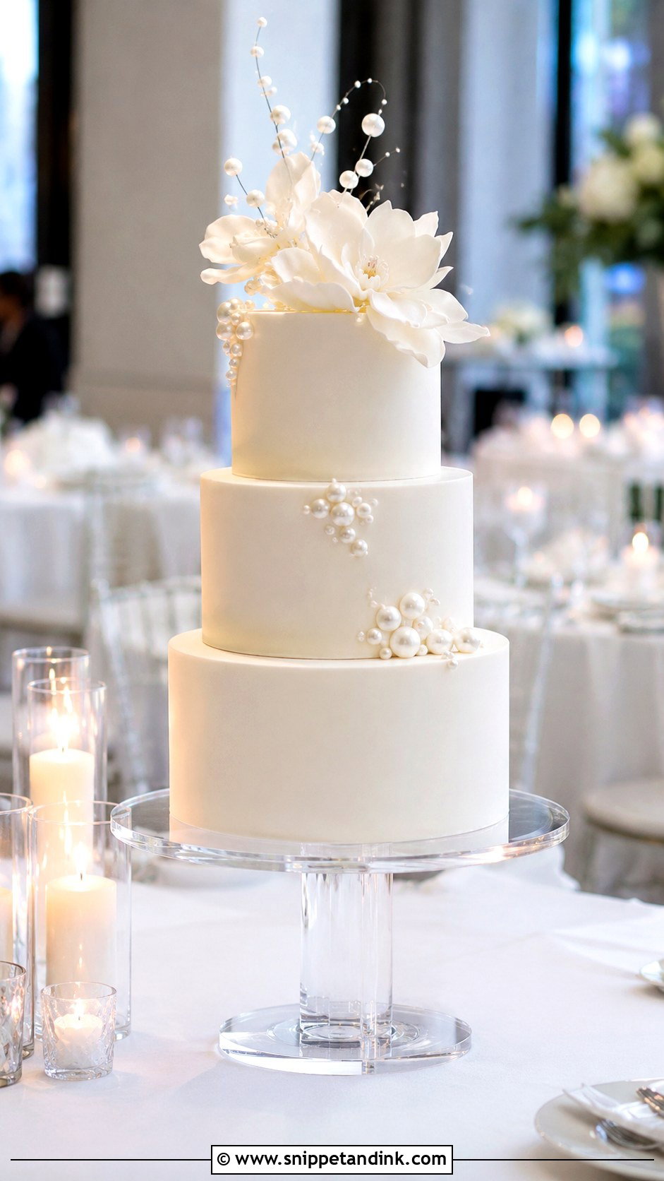 Modern 3 Tier Wedding Cake With Acrylic Stand - Snippet and Ink - 20 3 Wedding Cakes Display Ideas