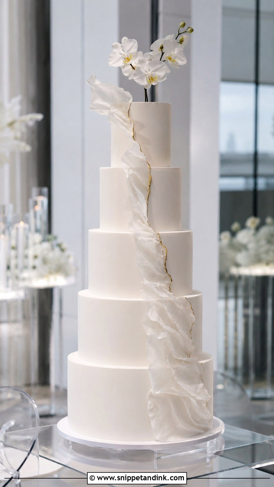 Modern 5 Tier Wedding Cake - Snippet and Ink - 25 5 Tier Wedding Cake Ideas