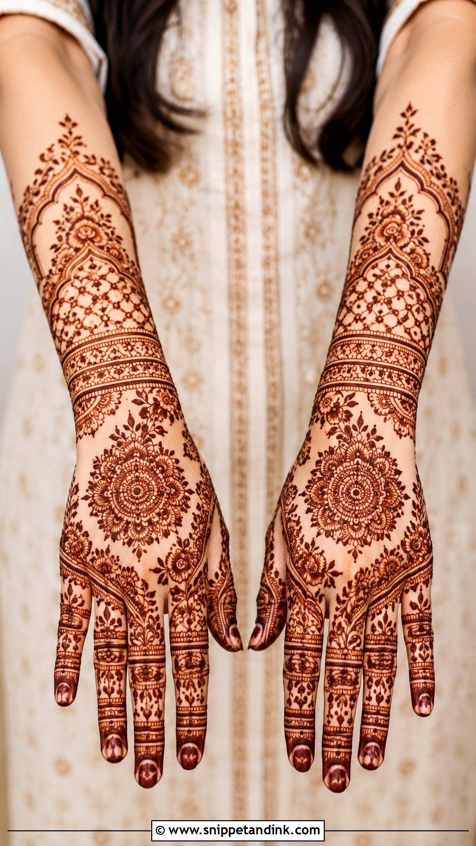 Modern Back Hand Bridal Mehndi Design - Snippet and Ink - 30 Back Hand Bridal Mehndi Designs