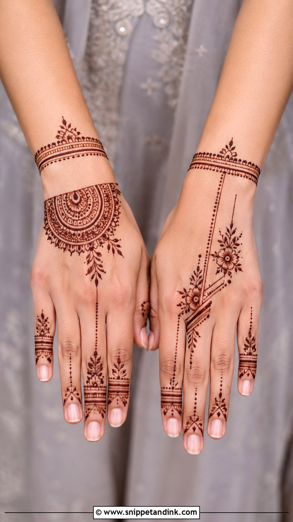 Modern Back Hand Engagement Mehndi Design - Snippet and Ink - 30 Back Engagement Mehndi Designs