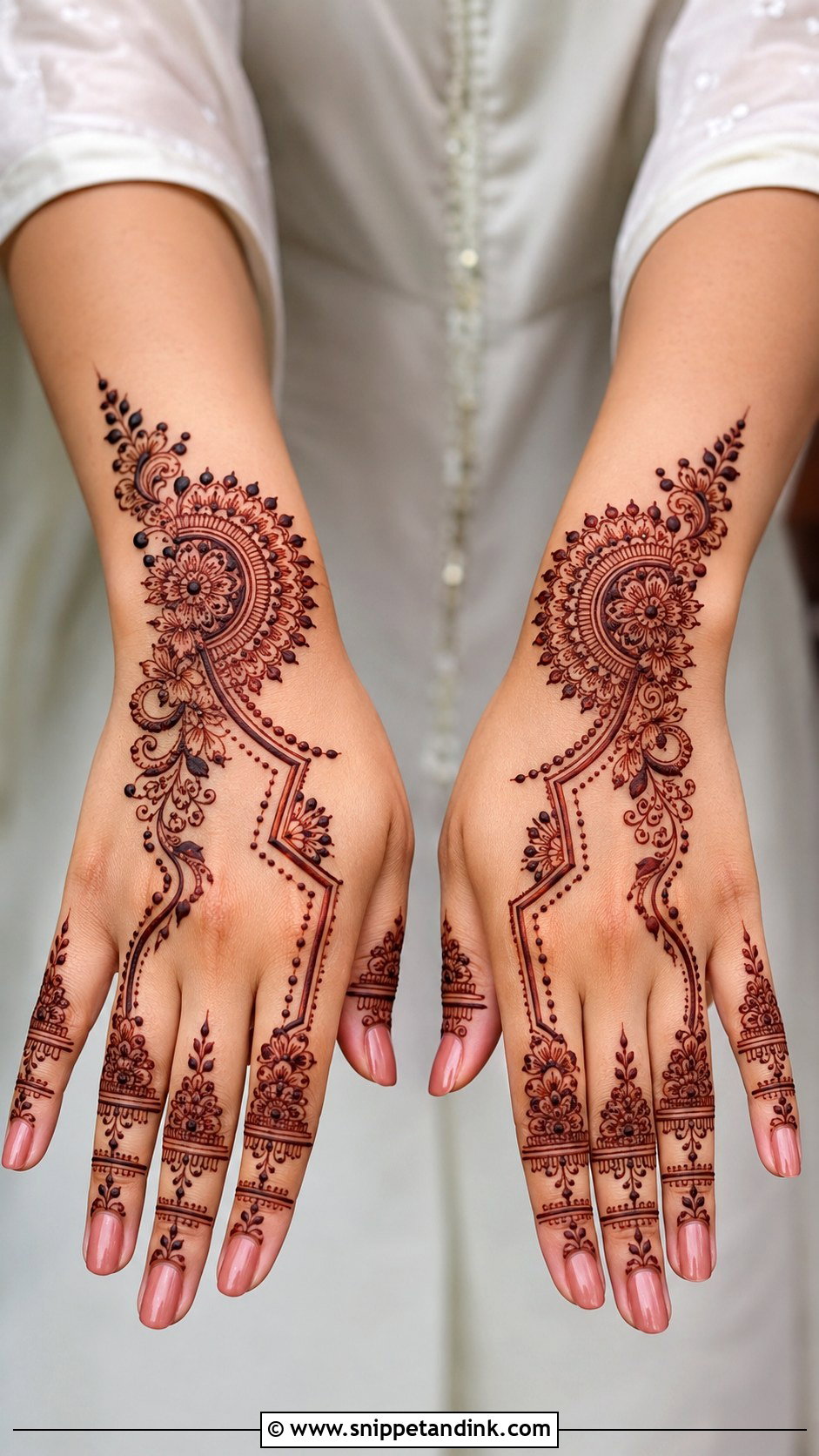 Modern Back Hand Mehndi Design - Snippet and Ink - 35 Back Hand Mehndi Designs
