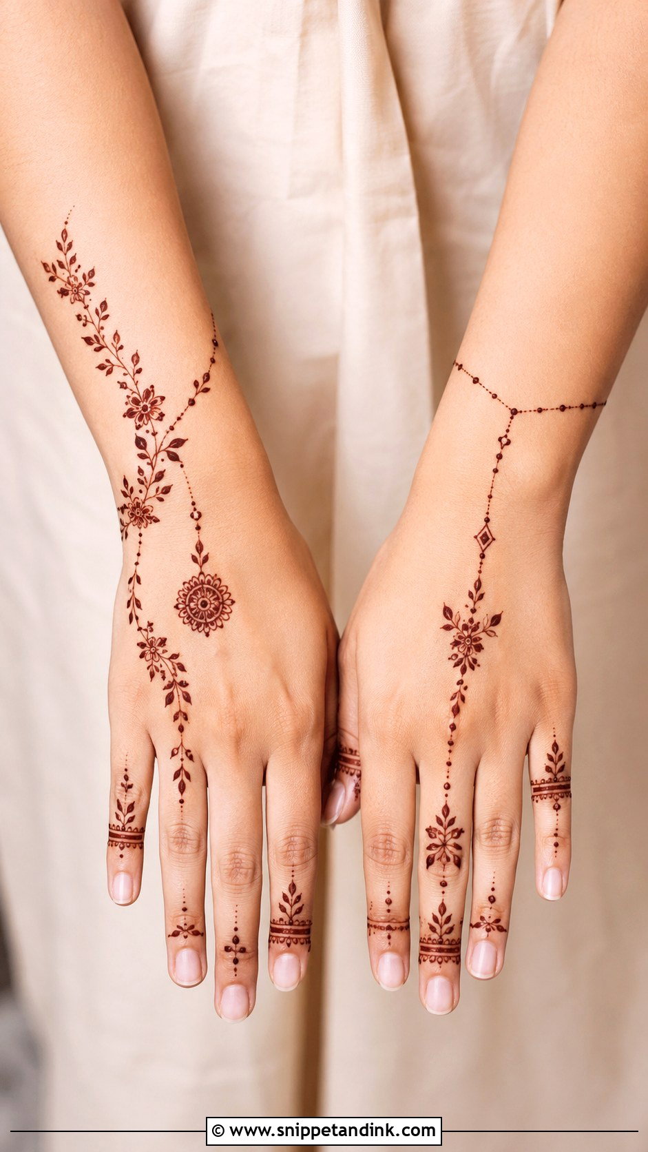 Modern Back Hand Mehndi Design - Snippet and Ink - 30 Aesthetic Back Hand Mehndi Designs