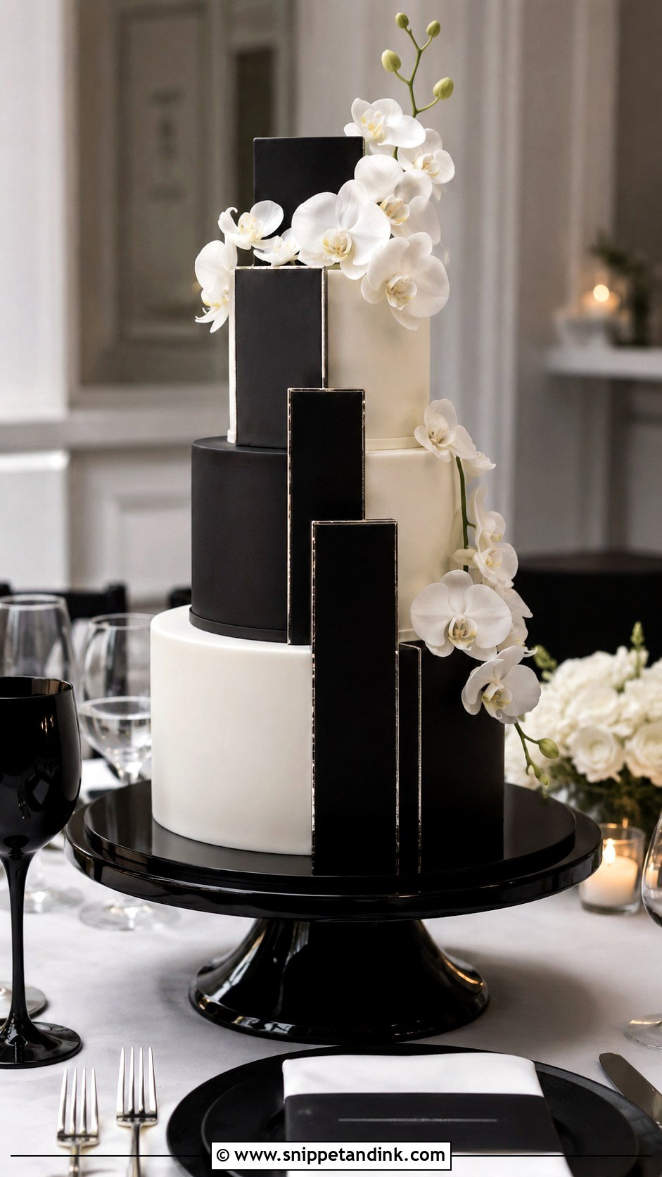 Modern Black White Wedding Cake - Snippet and Ink - 30 Masculine Wedding Cake Ideas