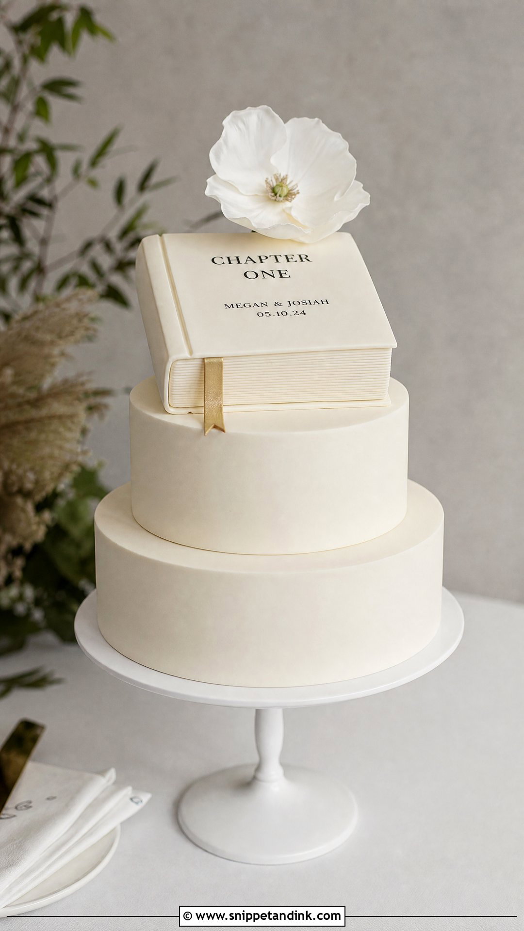 Modern Book Wedding Cake - Snippet and Ink - 25 Book Theme Cake Ideas for Wedding