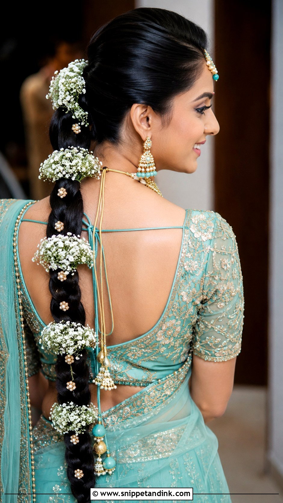 Modern Braided Ponytail With Flowers - Snippet and Ink - 25 Tamil Bride Hairstyle Ideas