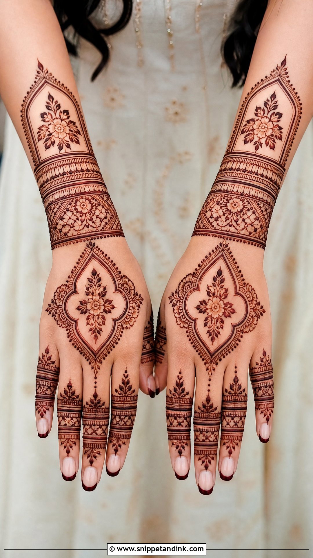 Modern Bridal Back Hand Mehndi Design - Snippet and Ink - 20 Latest Bridal Back Hand Mehndi Designs
