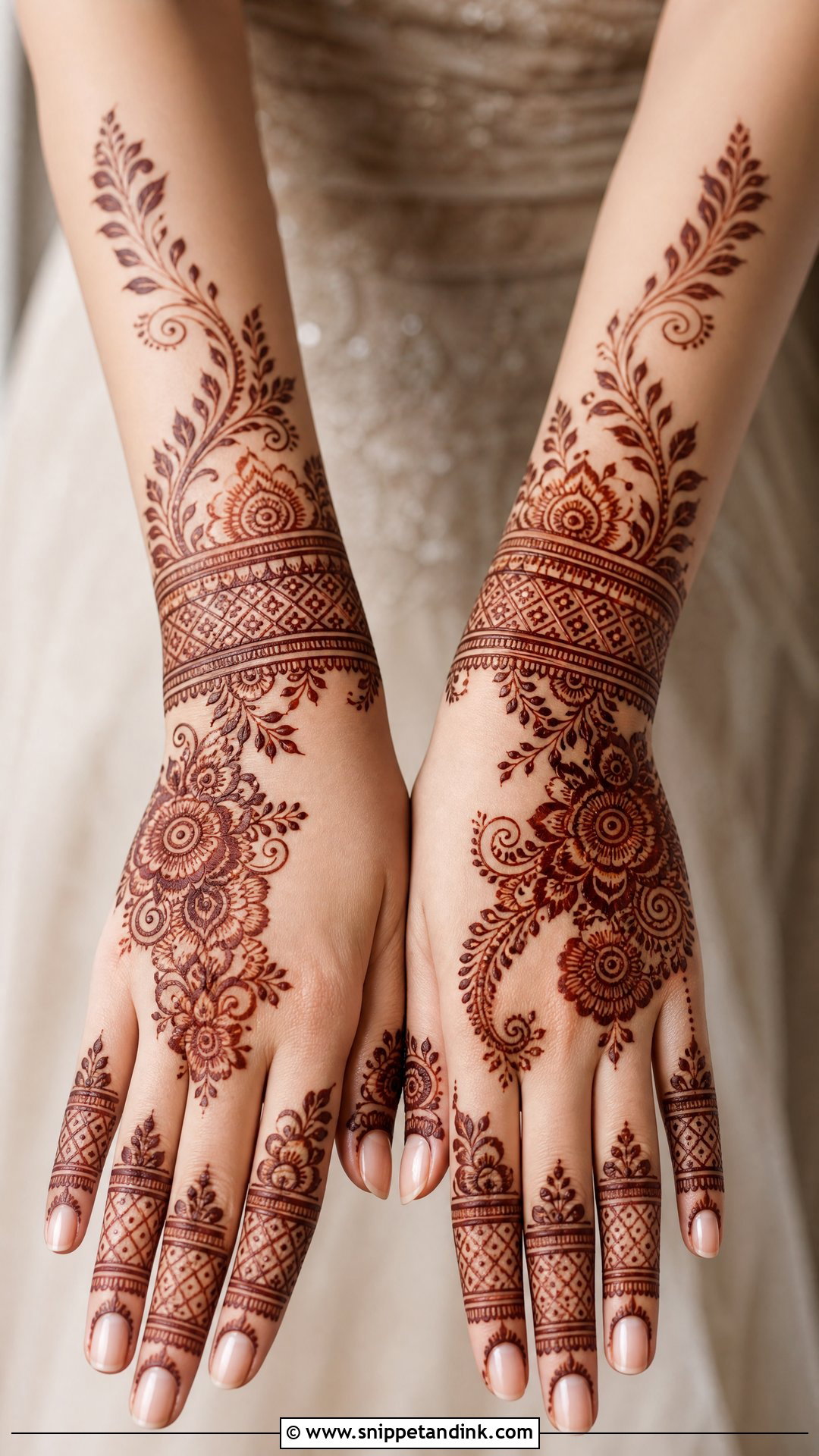 Modern Bridal Back Hand Mehndi Design - Snippet and Ink - 30 Bridal Back Hand Mehndi Design Ideas