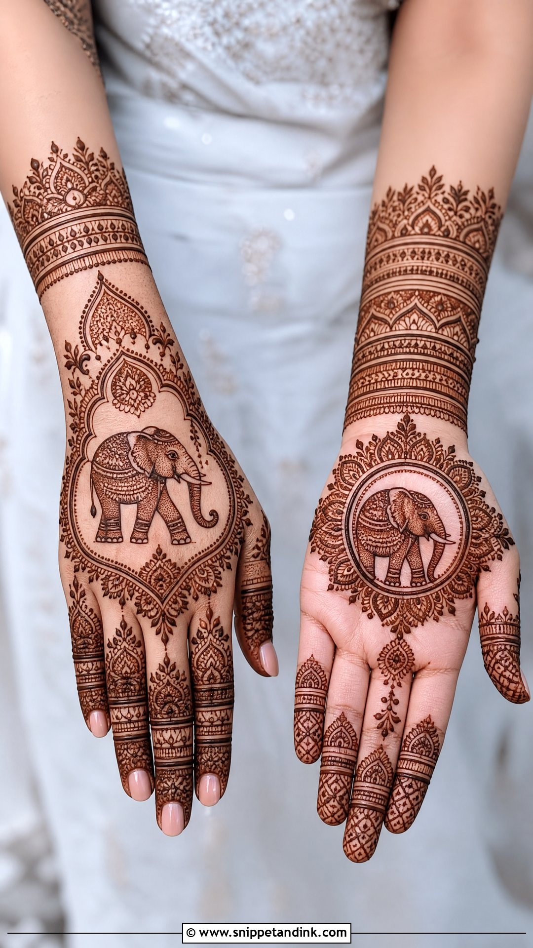 Modern Bridal Elephant Mehndi Design - Snippet and Ink - 20 Bridal Elephant Mehndi Designs