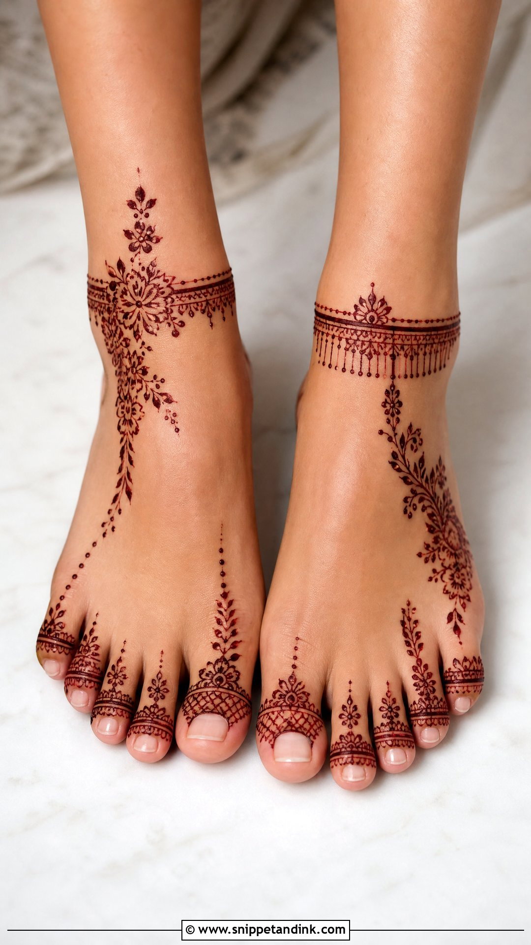 Modern Bridal Feet Mehndi Design - Snippet and Ink - 30 Bridal Feet Mehndi Designs
