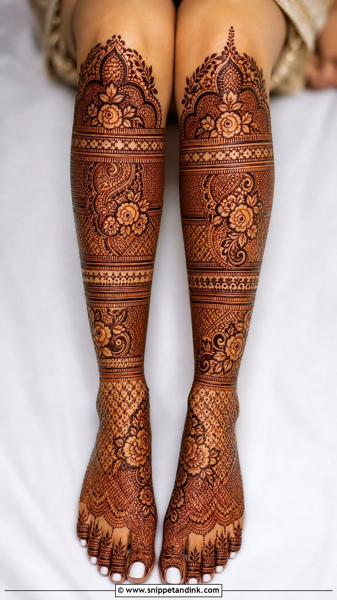 Modern Bridal Full Leg Mehndi Design - Snippet and Ink - 20 Bridal Full Legs Mehndi Design Ideas