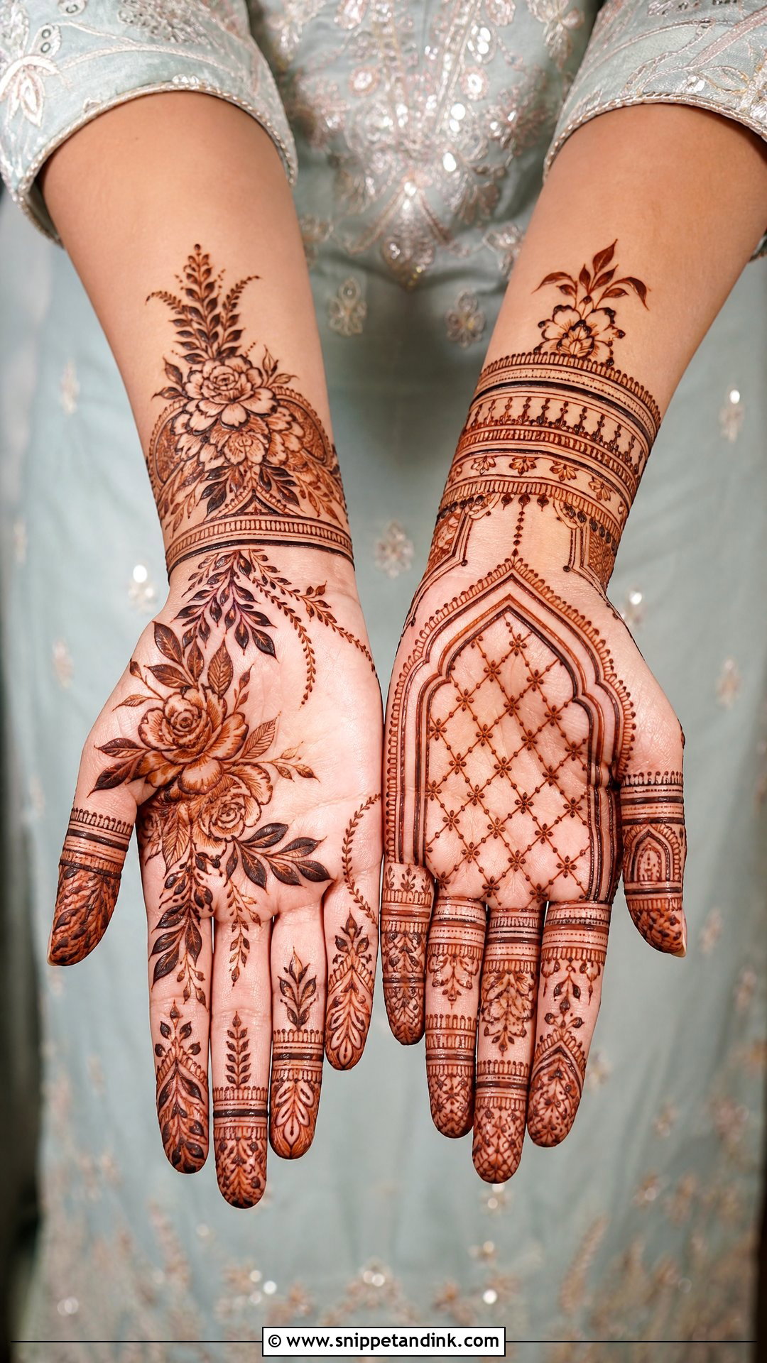 Modern Bridal Mehndi Front Hand - Snippet and Ink - 20 Front Bridal Mehndi Designs