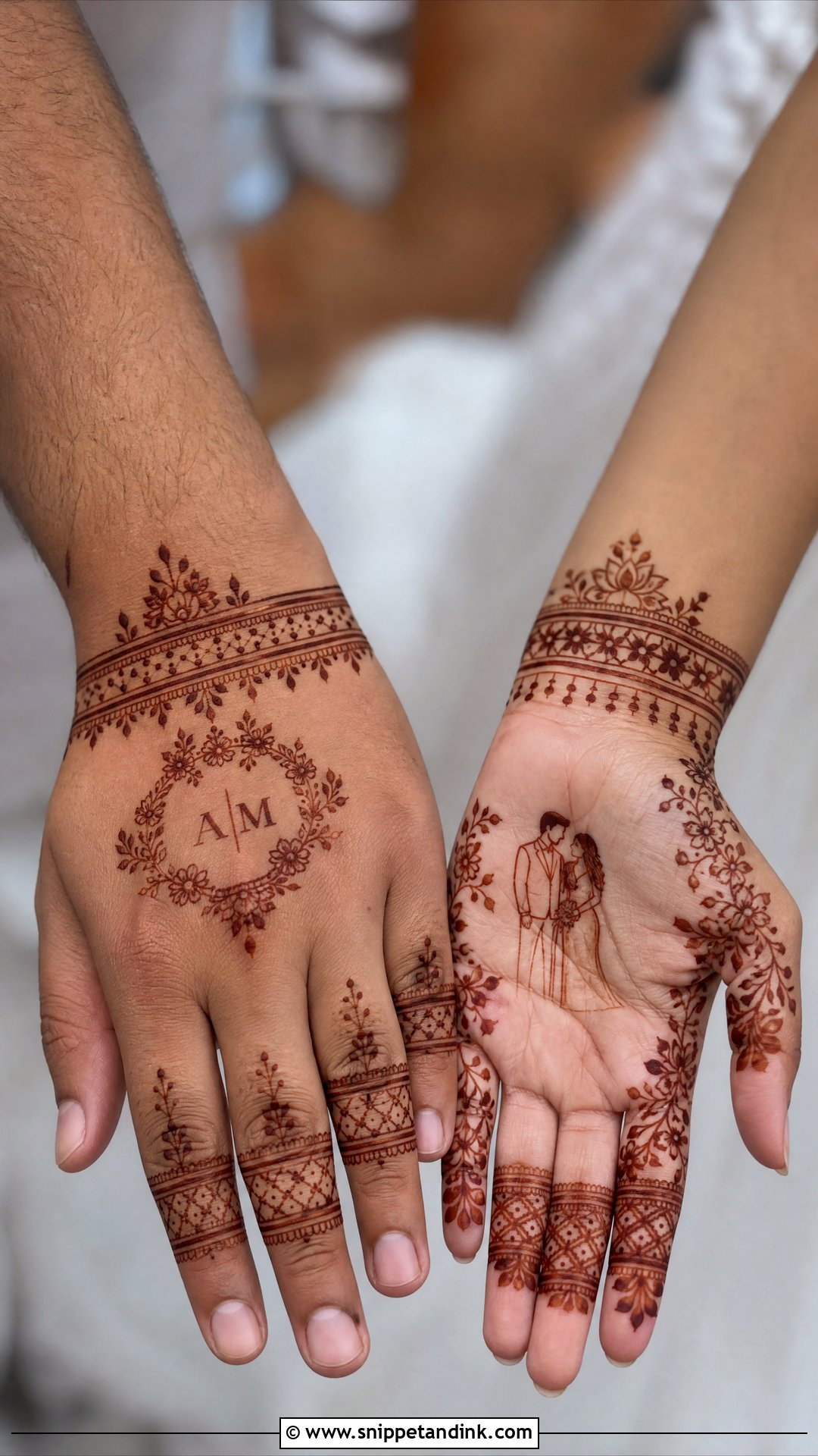 Modern Bride And Groom Mehndi - Snippet and Ink - 20 Bride and Groom Mehndi Design Ideas