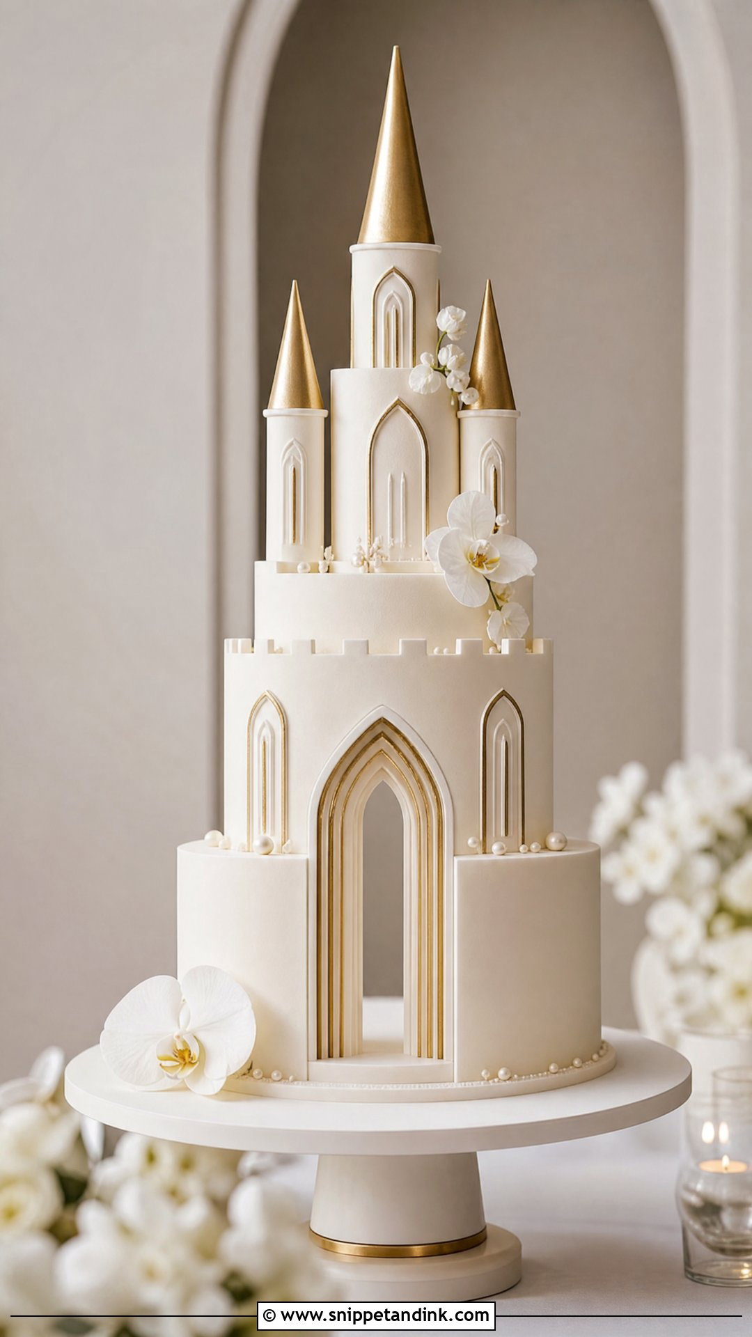 Modern Castle Wedding Cake - Snippet and Ink - 25 Castle Theme Cake Ideas for Wedding