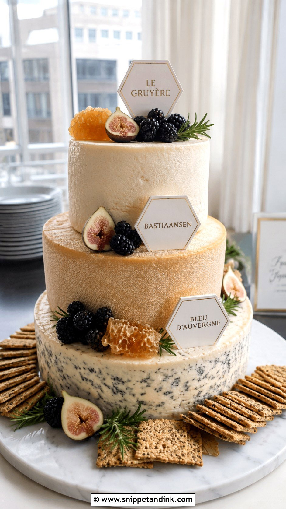 Modern Cheese Board Wedding Cake - Snippet and Ink - 20 Cheese Board Wedding Cake Ideas
