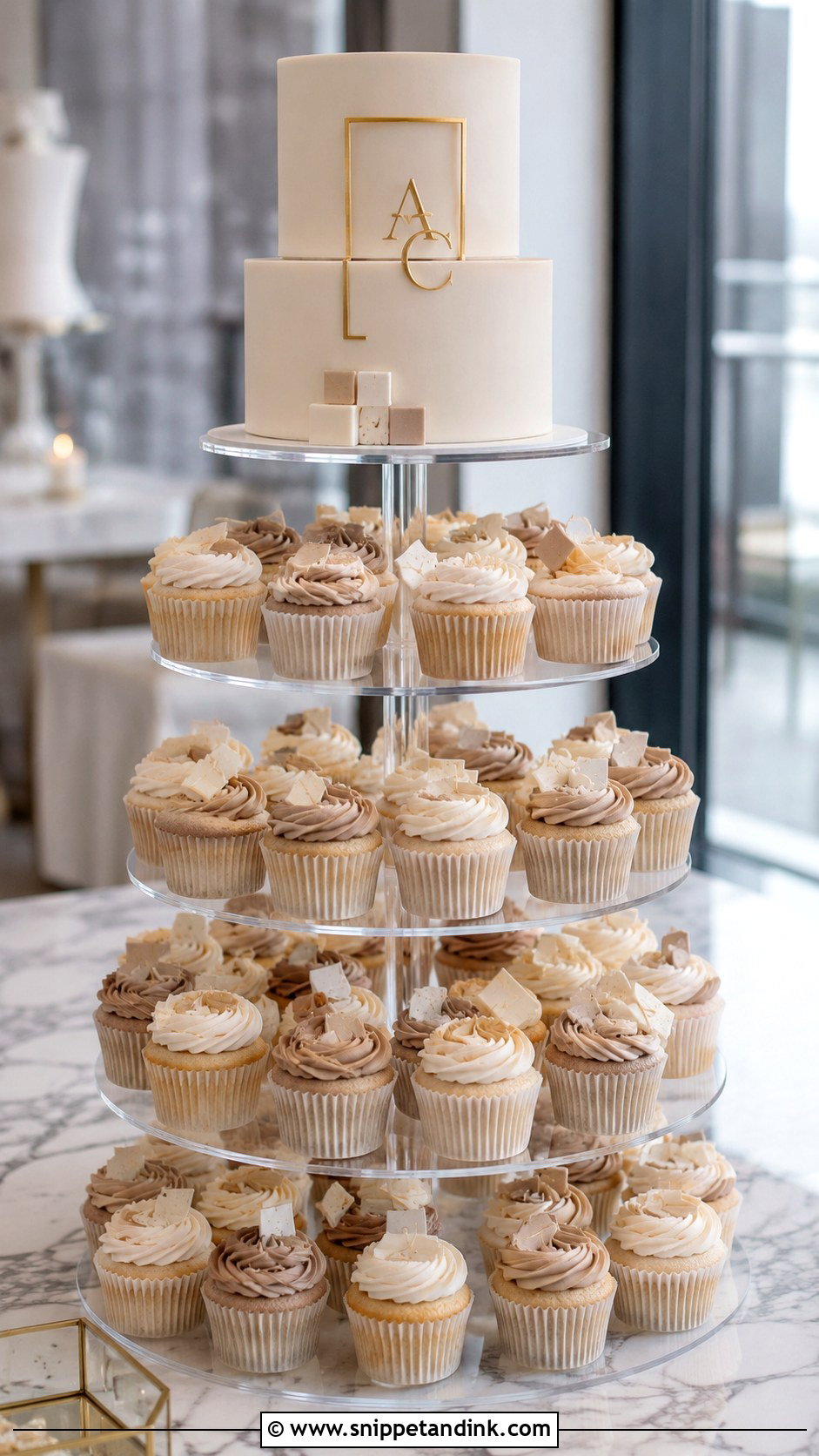 Modern Cupcake Wedding Cake Tower - Snippet and Ink - 25 Elegant Cupcake Wedding Cake Ideas