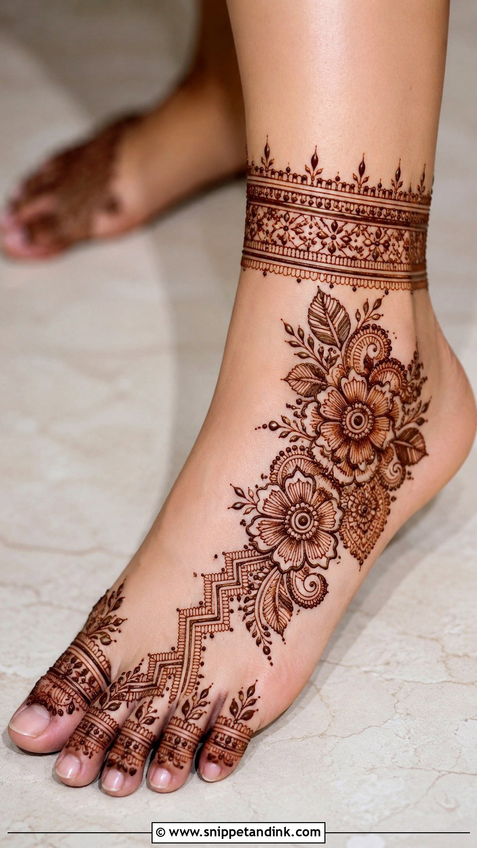 Modern Feet Mehndi Design - Snippet and Ink - 35 Feet Mehndi Designs