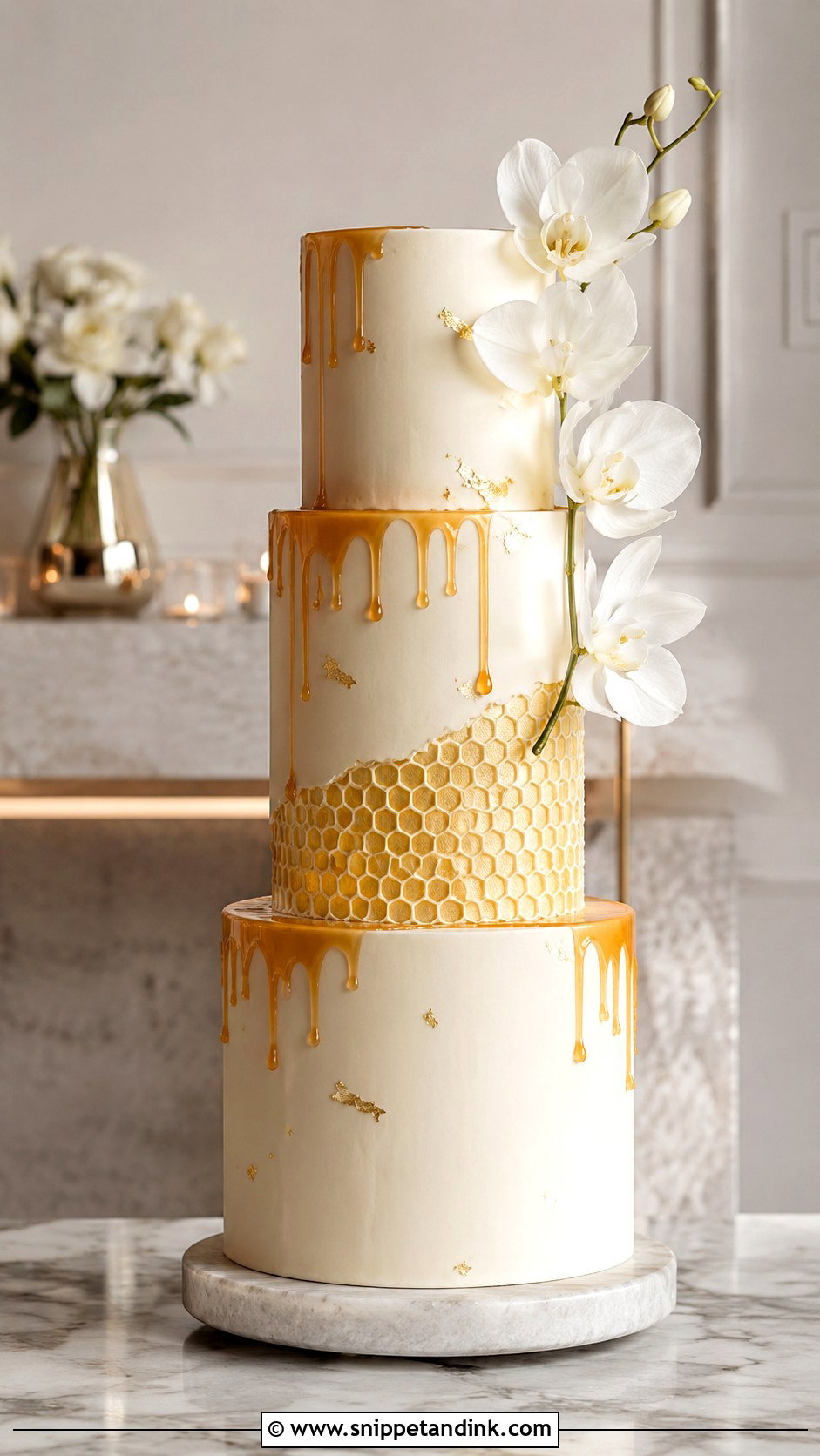 Modern Honey Wedding Cake - Snippet and Ink - 20 Honey Cake Design Ideas for Wedding