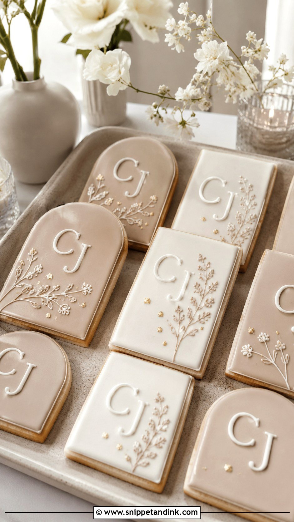Modern Initial Wedding Cookies - Snippet and Ink - 20 Initial Wedding Cookies