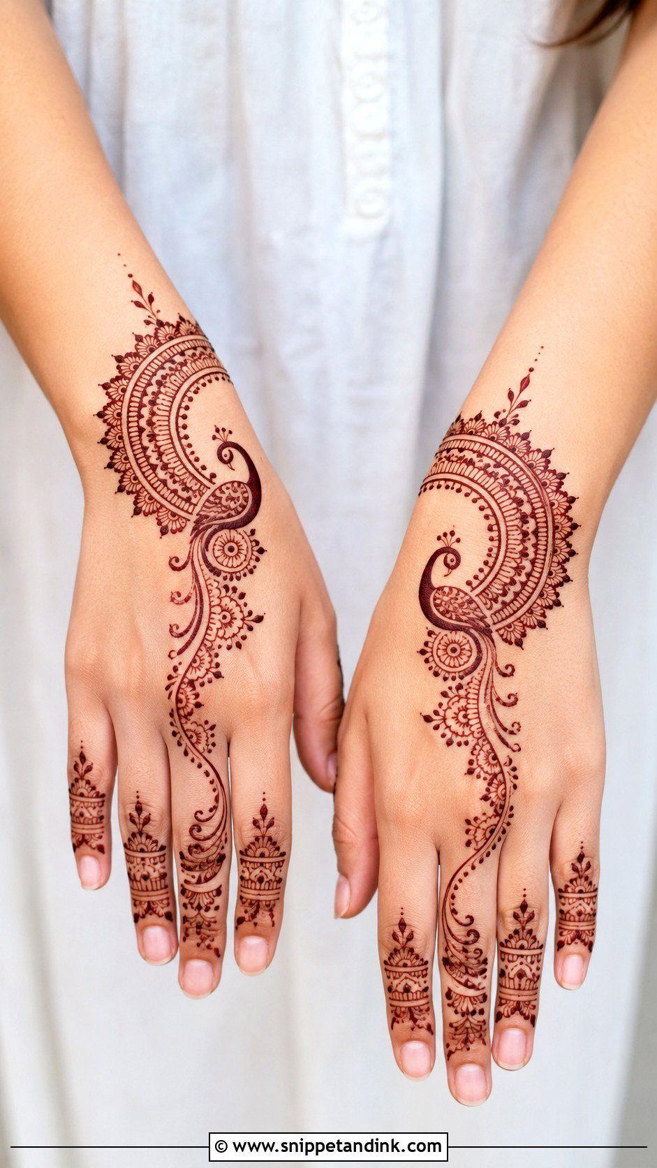Modern Peacock Mehndi Design - Snippet and Ink - 35 Peacock Mehndi Designs