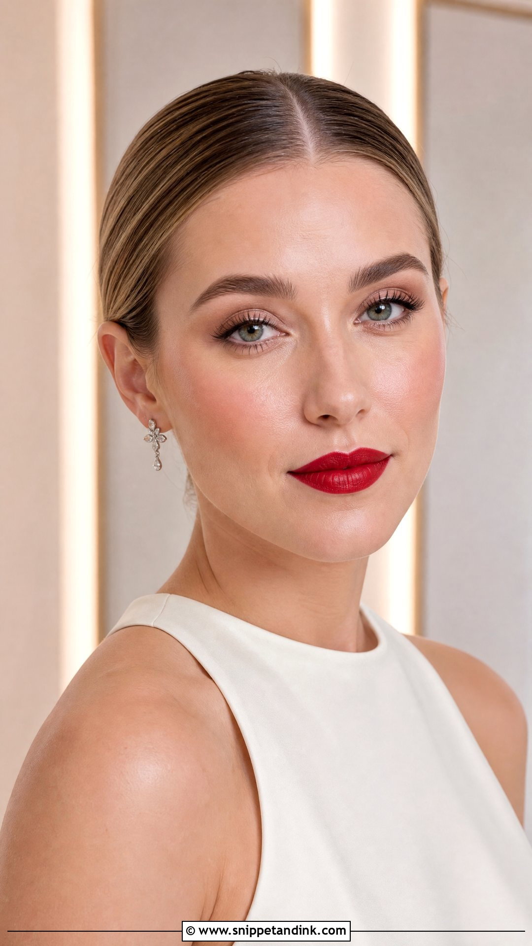 Modern Red Lip Bridal Makeup - Snippet and Ink - 20 Red Lip Bridal Makeup Ideas