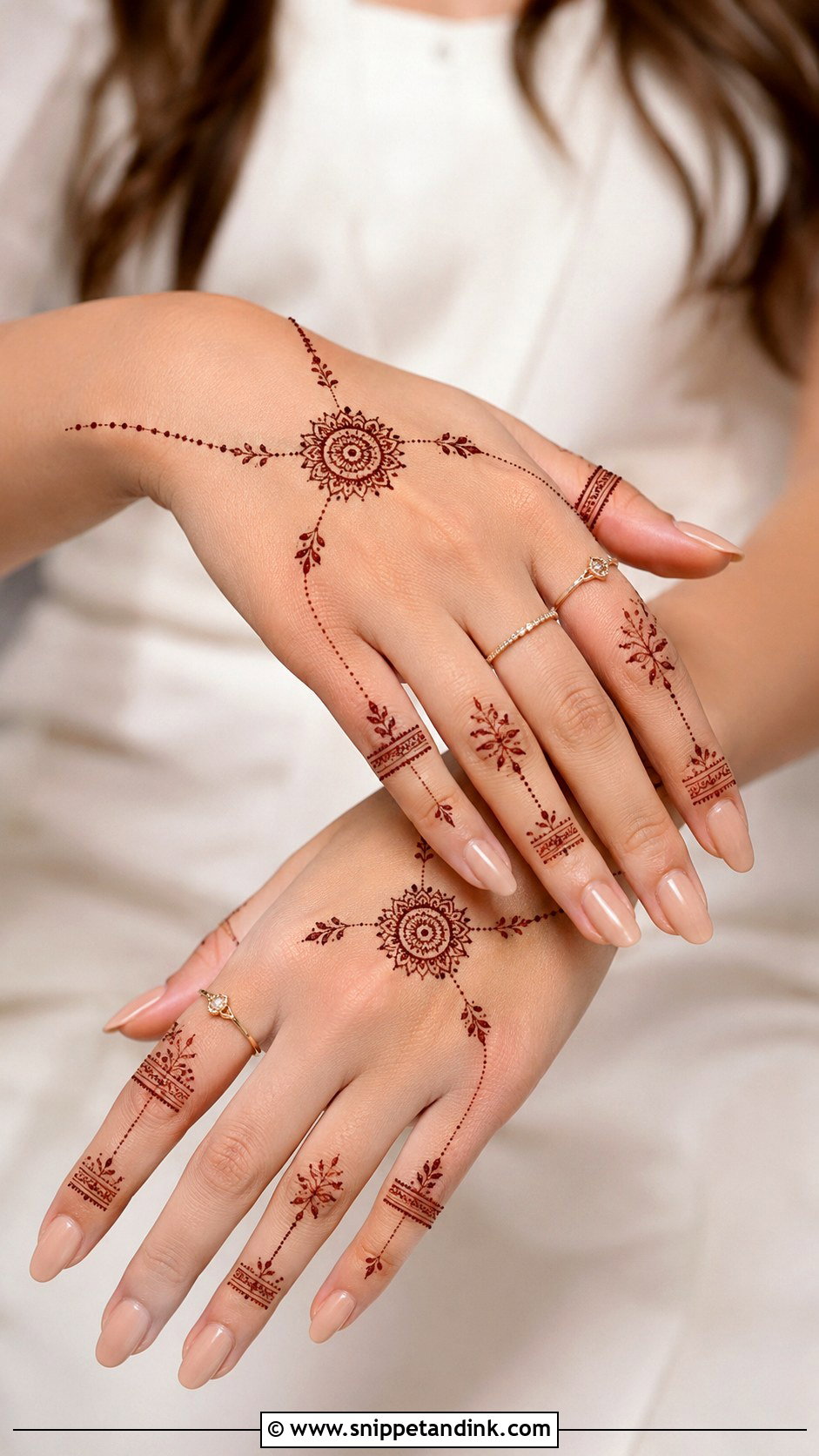 Modern Ring Back Hand Mehndi Design - Snippet and Ink - 30 Modern Minimal Back Hand Mehndi Designs