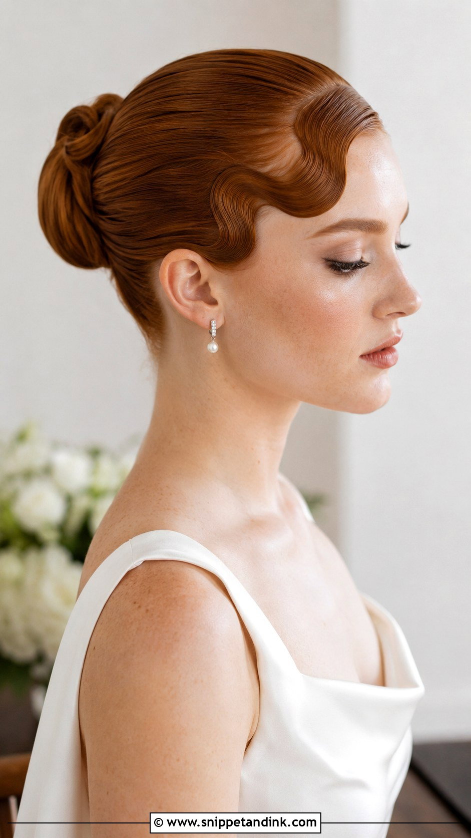 Modern Slicked Back Bun With Sculptural Waves - Snippet and Ink - 20 Slicked Back Bun Wedding Hair Ideas