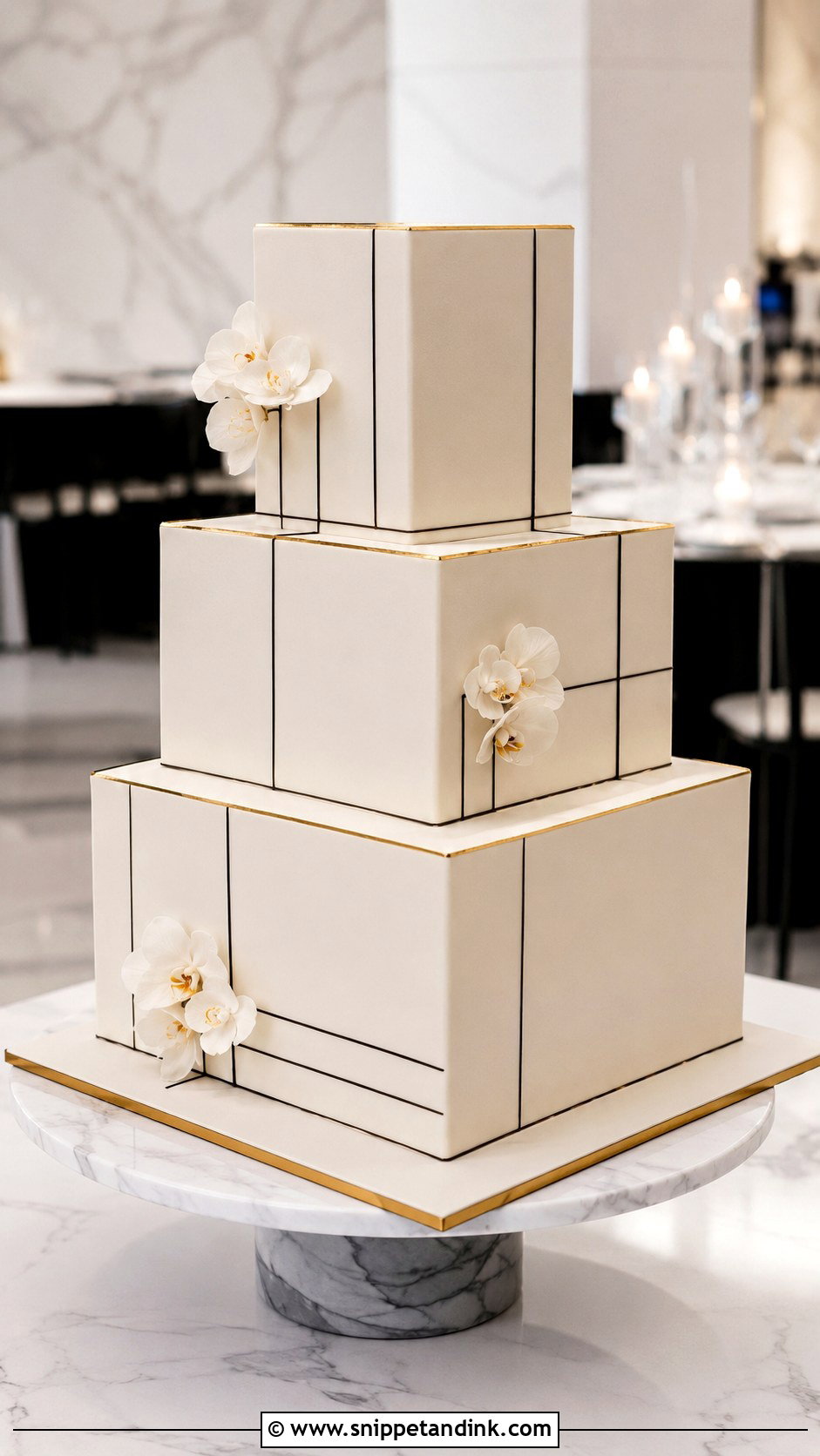 Modern Square Dummy Wedding Cake - Snippet and Ink - 20 Dummy Cake Designs for Wedding