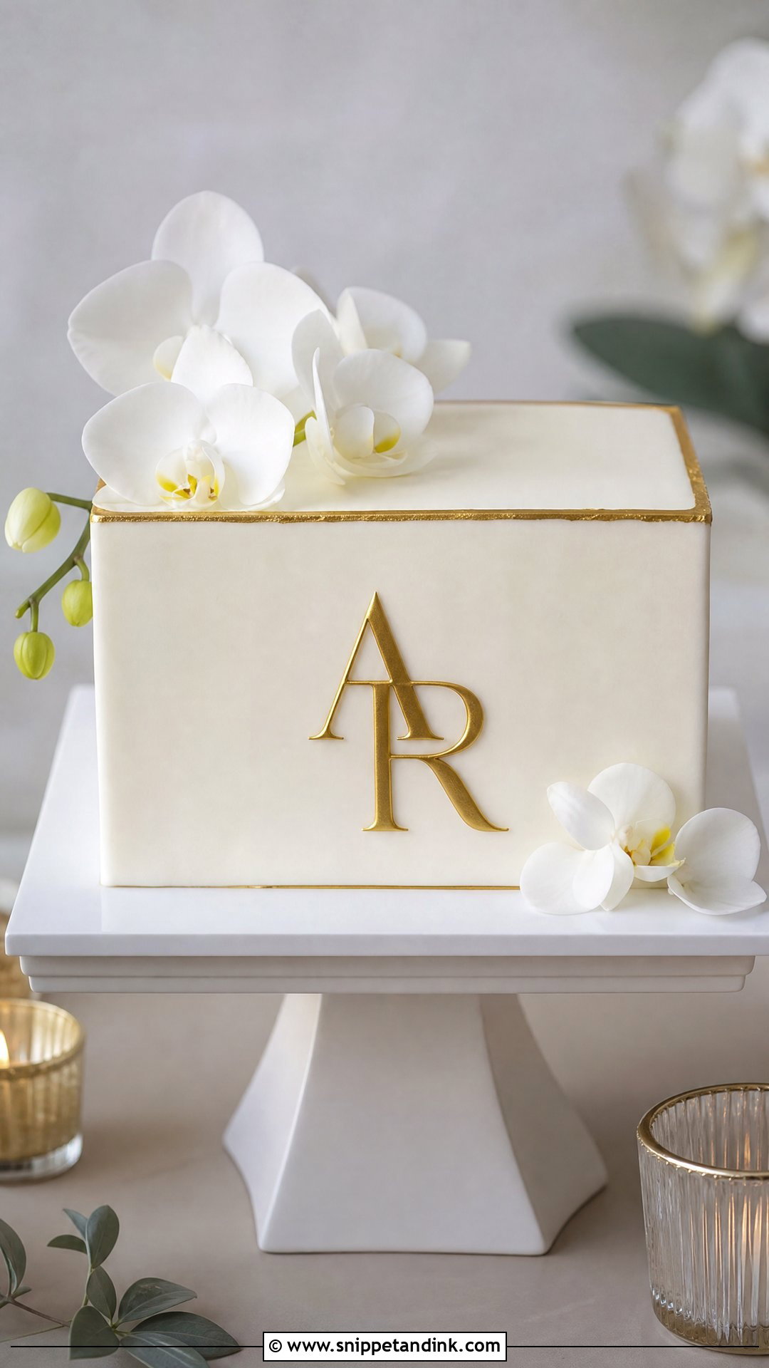 Modern Square Engagement Cake - Snippet and Ink - 30 Engagement Cake Designs
