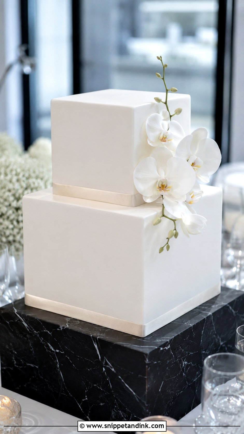 Modern Square Wedding Cake - Snippet and Ink - 20 Minimalist Wedding Cake Designs