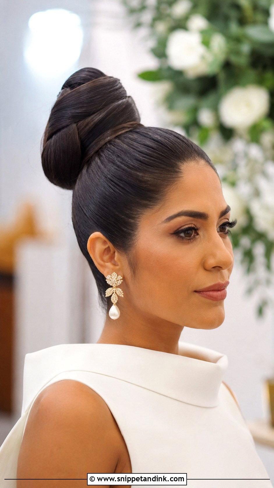 Modern Structured High Bun - Snippet and Ink - 30 High Bun Wedding Hair Ideas