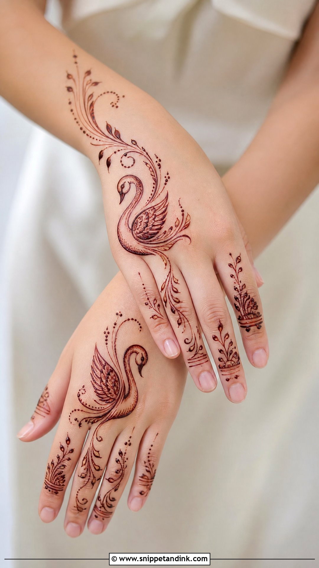 Modern Swan Mehndi Design - Snippet and Ink - 30 Swan Mehndi Designs