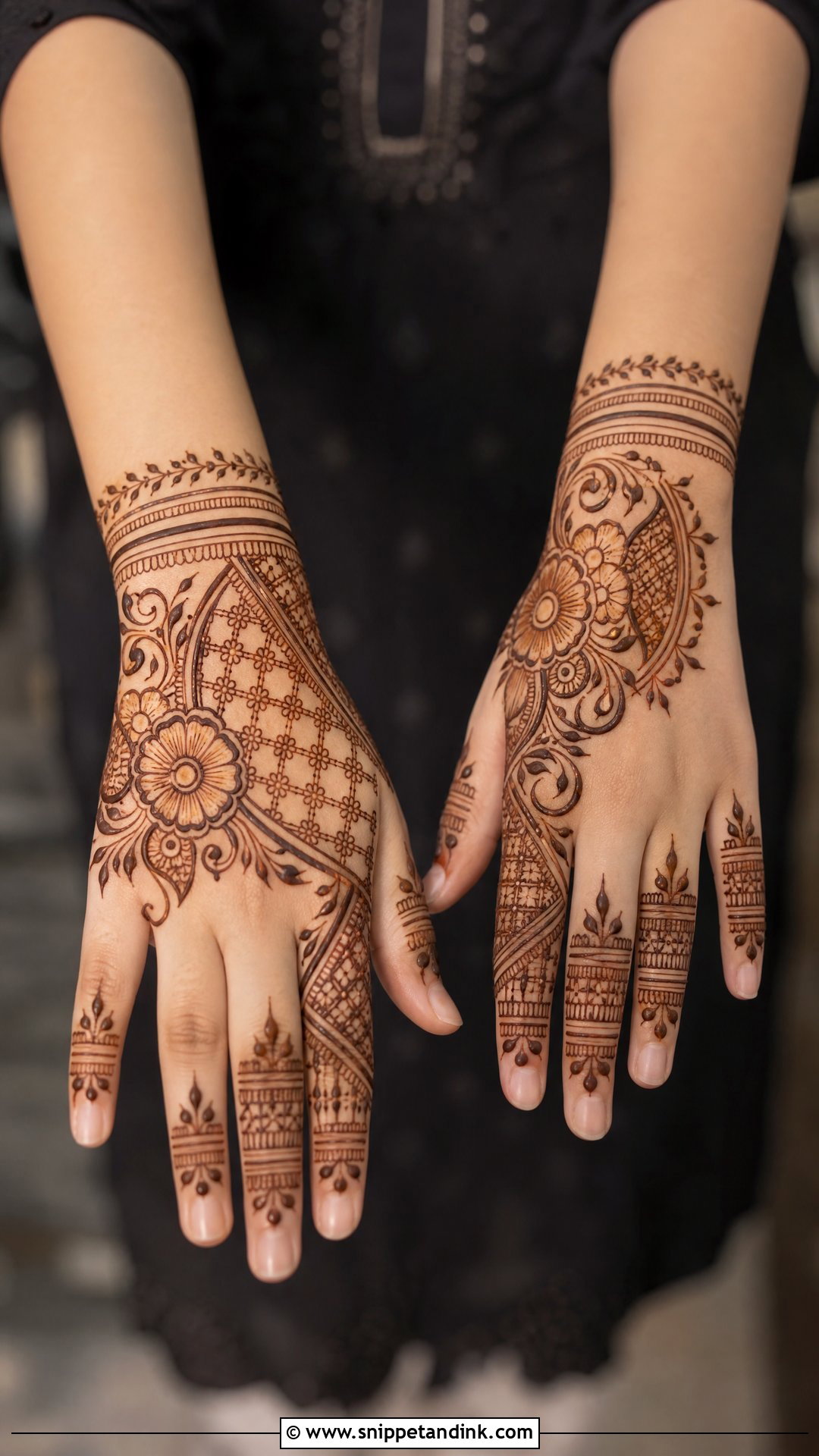 Modern Upper Hand Mehndi Design - Snippet and Ink - 25 Upper Hand Mehndi Designs