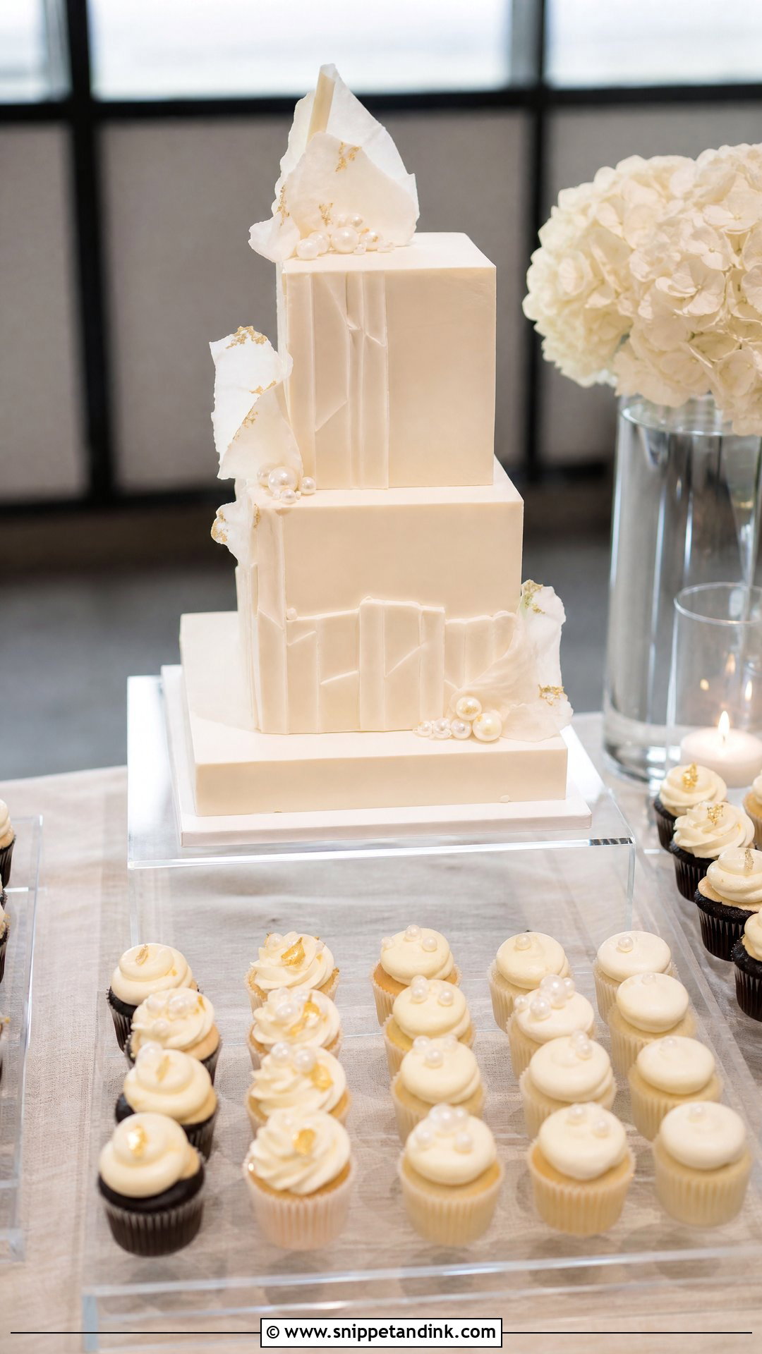 Modern Wedding Cake And Cupcake Table - Snippet and Ink - 20 Wedding Cake and Cupcake Display