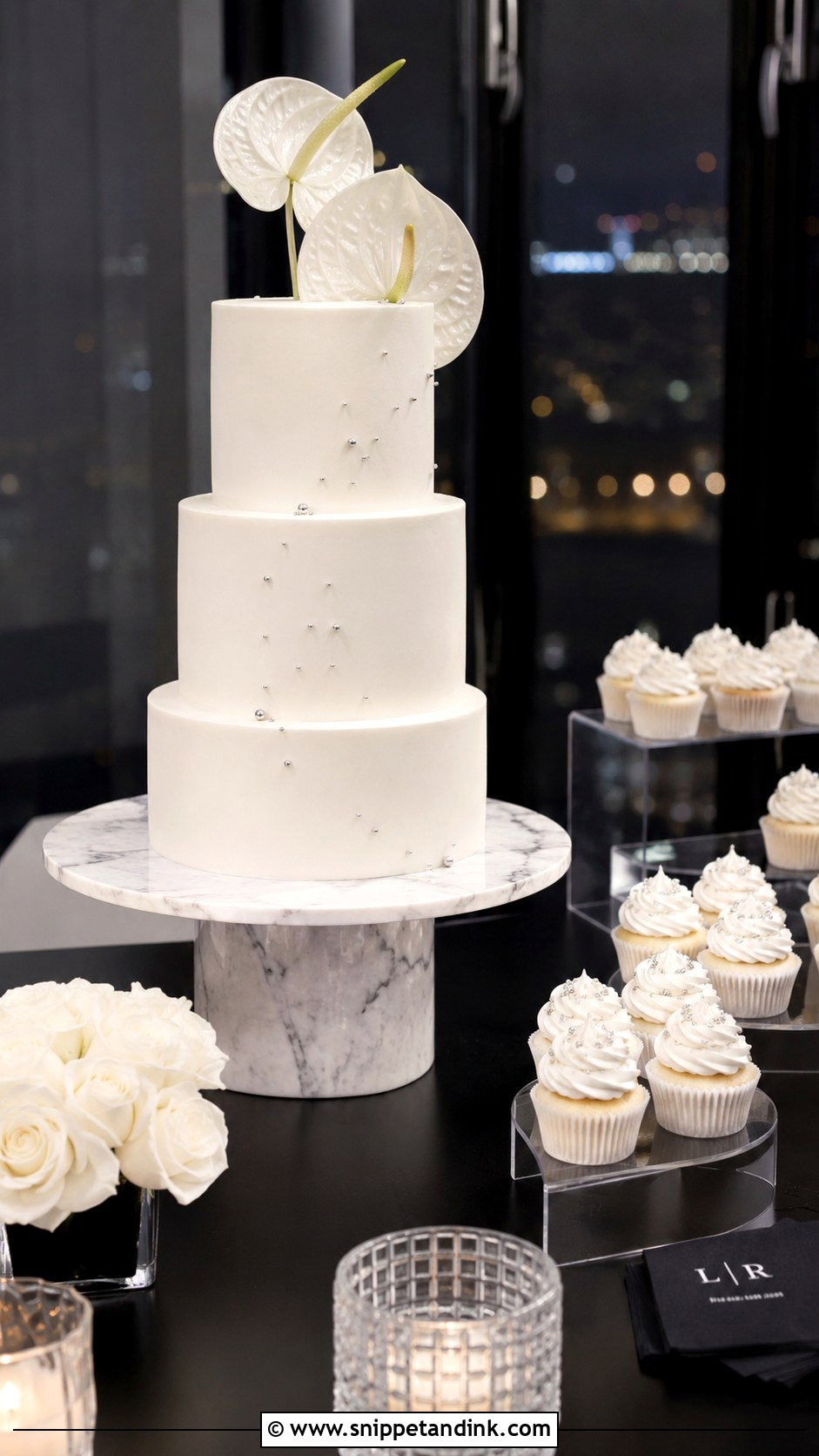 Modern Wedding Cake Table With Cupcakes - Snippet and Ink - 20 Wedding Cake Table Ideas with Cupcakes