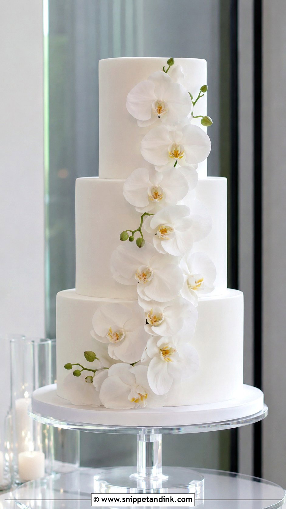Modern Wedding Cake With Artificial Orchids - Snippet and Ink - 20 Wedding Cake Ideas with Artificial Flowers