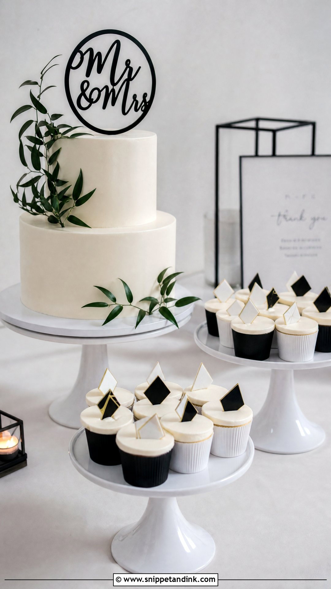 Modern Wedding Cake With Cupcakes - Snippet and Ink - 20 Wedding Cakes with Cupcakes